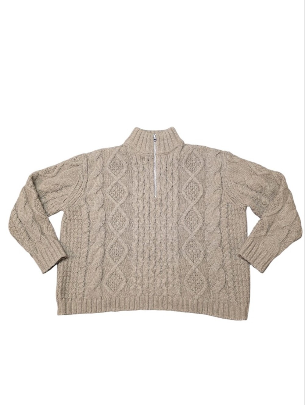JENNI KAYNE CABLEKNIT HALF ZIP SWEATER CLOVE S - Picture 10 of 11